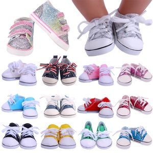 Accessoires de poupée, 14 styles, chaussures en toile de 7 cm, vêtements pour bébé de 43 ans, 18 pouces, jouet fille américaine, notre génération 230322