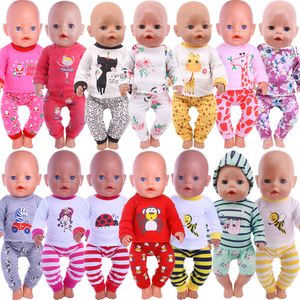 Doll Accessories 2 PcsSetShirts Pants Clothes For Born Baby 43cm Items 18 Inch American Girls Toys Our Generation 230607