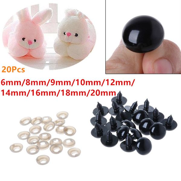 Accesorios para muñecas, 20 piezas, ojos de seguridad de plástico negro para muñecas de oso de peluche, fieltro de animales de juguete, 620mm # H055 # 6MM 8MM 9MM 10MM12MM 14MM 16MM 18MM 20MM 230629