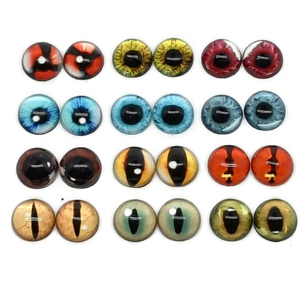 Accessoires de poupée, 24 pièces, yeux de Dragon, jouets œil de chat, 6mm, 8mm, 10mm, 12mm, Cabochons en verre Po faits à la main, accessoires de fabrication DIY, 230904