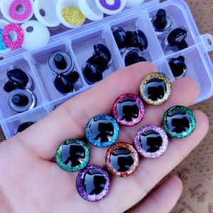 Doll -accessoires 30 PCSBox Clear 3D Glitter Safety Eyes for Toys Puppet Crochet Plastic Safety Toy Eyes Mix Grootte 910121416mm Amigurumi 230427