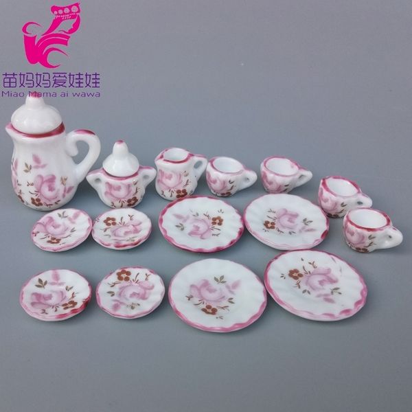 Poupée Accessoires Charme Chine Théière Plat Tasses Maison Bricolage pour Licca Mini Meubles 230424