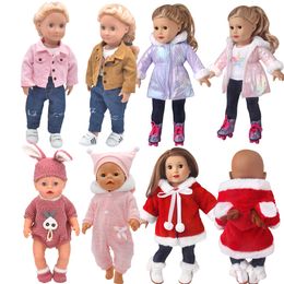 Accessoires de poupée Vêtements pour poupée fit 45 cm Accessoires américains Mode Denim short en manteau veste robe Fille s cadeau 230818