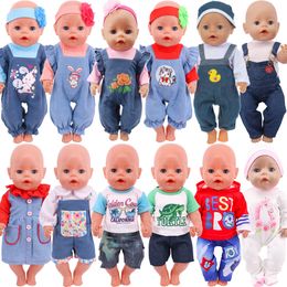 Pop Accessoires Est Denim Pak Kleding Voor Geboren Baby 43Cm Items 18 Inch Amerikaanse Meisjes Speelgoed Onze Generatie Gift 230629