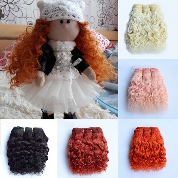 Poupée Accessoires Laine Cheveux Extensions 15 cm Trames Orange Kaki Rose Brun Bouclés Perruques pour BJDSD DIY Handmande 221208