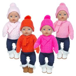Ropa para muñecas, 1 Juego de suéter, guantes y bufanda aptos para ropa para muñecas de 17 pulgadas y 43cm, 231023