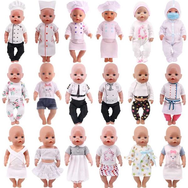 Doll Apparel mignon uniforme de robe blanche mignonne pour bébé 43cm 18 pouces américaines Clothesur Generation Baby New Born Accessoric pour fille Y240529