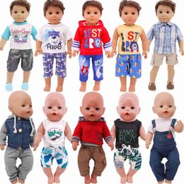 Muñecas de muñecas muñecas Baby Doll ropa de muñeca Bear Bear Casual Home Wear para 43 cm Baby Reborn Logan Boy Dolls Nuestros accesorios de generación Juguetes WX5.27