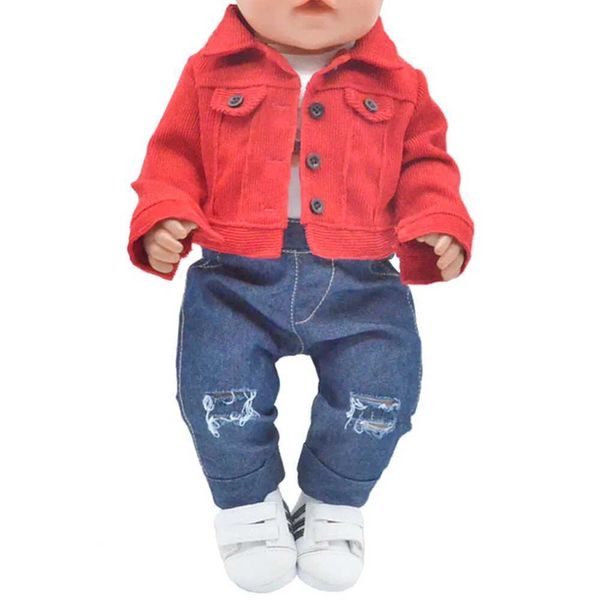 Doll Apparel Dolls Mini Doll Clothing Jacket Jacket Jeans Veste Chaussures adaptées à 45 cm Poupées américaines et accessoires de poupées nouveau-nés WX5.27