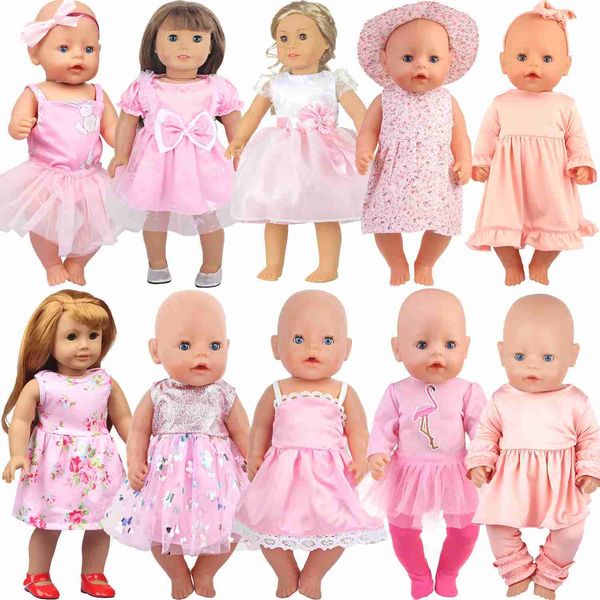 Doll Apparel Dolls Pink Series Cute Doll Accessories Vêtements Pyjamas Mini Robe d'arc adaptée à 43 cm Doll recyclé 18 pouces bébé American Doll Doy Toy Gift Wx5.27