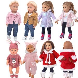 Pièces de corps de poupée, vêtements pour poupée de 45 cm, accessoires américains, mode Denim, manteau court, veste, robe, cadeau pour fille, 230920