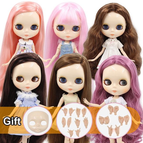 Pièces de corps de poupée ICY DBS Blyth poupée 1 6 BJD corps articulaire nu personnalisé avec peau blanche visage brillant fond bleu est mat fille cadeau jouet 230329