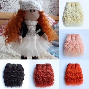 Pièces de corps de poupée Extensions de cheveux en laine 15cm Trames de cheveux Orange Kaki Rose Brun Perruques de cheveux de poupée bouclés pour BJD / SD DIY Perruques de poupée à la main 230406