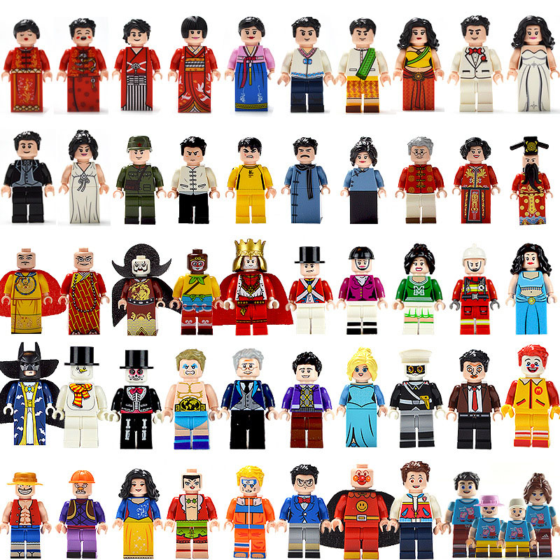 Boneca Bloco de Construção Brinquedos Minifig Brinquedo Montagem de Partículas Fantasma Boneca Ninja Frango Comer Polícia Estilo Casamento Presente Aleatório