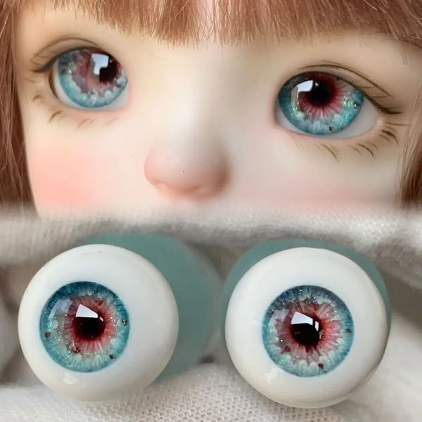 Yeux de poupée 12mm 14mm 16mm pour poupée Bjd, en plâtre, globe oculaire humain, motif fait à la main, jouets pour filles, accessoires de poupée habillés, 240106
