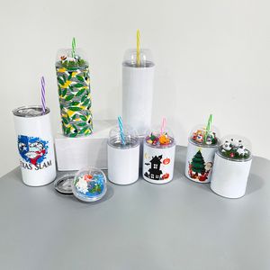 Figuras de muñecas Figuras de muñecas con adorno de copa DIY con aislamiento al vacío al por mayor, sublimación en blanco, vaso graso de 22 oz con tapa de cúpula en blanco para mini figuras de resina, vendido por caja