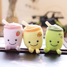 Doll Fruit Pearl Milk Tea Cup Pendant Key Chain Girl Sleeping Bed Super zachte pluche speelgoedhangers Leuke pluche sleutelhanger