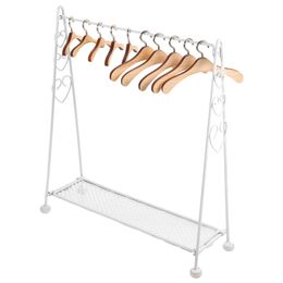 Poppenkledingrek Houten hangers Miniatuur kledingrek Poppenkleding Kleerhangers Poppenhuis Jurk Outfit Garderobe 240301