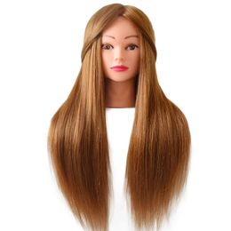 Poupée Head For Hairstyle Practice 80% réel Hair Professional Training Head Kit Mannequin Head Style avec Wig Stand Trépied Pinmp