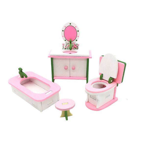 Accessoires de maison de poupée 1/12 meubles miniatures de maison de poupée en bois salle de bain créative chambre restaurant pour enfants décoration de figurine d'action 230830