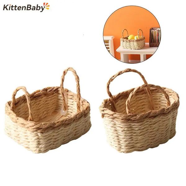 Accessoires pour maison de poupée 1/12, panier de rangement Miniature pour maison de poupée, cadre tissé pour légumes et aliments, modèle de cuisine, jouet de décoration 231102