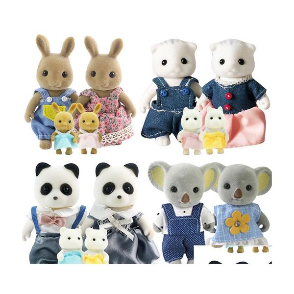 Puppenhauszubehör 1 12 Waldtierfamilie Mini Kaninchen Bär Panda Mädchen Spielset Waldvilla Möbelset Spielzeug Drop Lieferung G Otkif