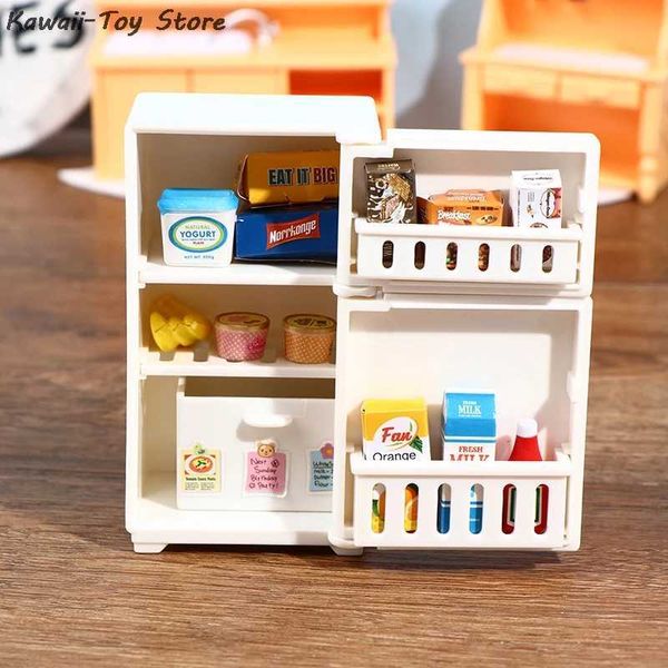 Accessoires de maison de poupée 16 pièces / set Mini cuisine congélateur de copeaux de bois blanc 1 12 poupées décoration maison enfant classique toysl2405