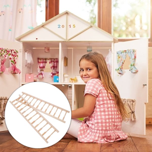 Accessoires de maison de poupée 2 pièces maison main courante Mini maison de poupée jouets maison de poupée Miniature petits modèles décors en bois meubles enfant 230826