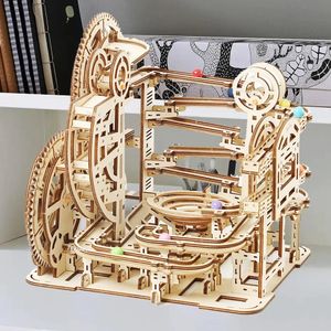 Doll House Accessories 3d Wooden Puzzle Marble Runs Mechanical Puzzles Self Assembly Toy STEAM Educational Toys Model Building Kits for Kids Adult Gift 231019