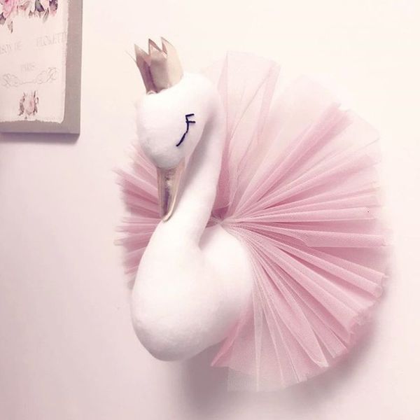 Accessoires de maison de poupée bébé fille chambre décor en peluche tête d'animal cygne mur décoration de la maison jouets en peluche filles chambre enfants enfant cadeau 230719