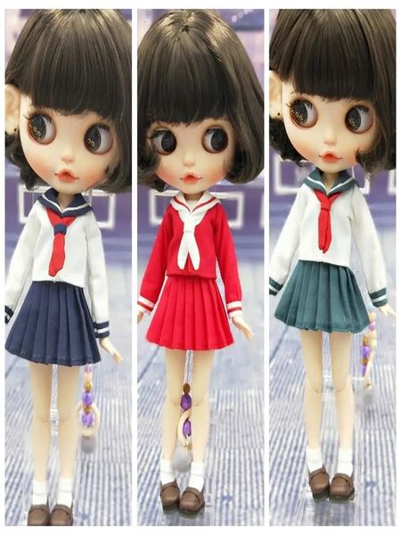 Accessoires pour maison de poupée Poupées Blyth Costume de marin japonais Uniforme de la marine Uniforme scolaire Jupe plissée pour Kurhn Azone Momoko Licca 1/6 Poupées Cosplay 231018