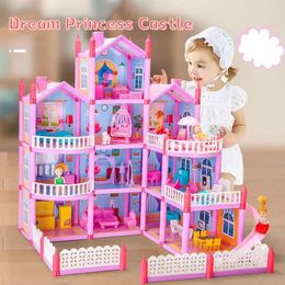 Poppenhuisaccessoires Kinderen 3D Gemonteerd Diy Handleiding Montessori Villa Set Prinses Kasteel Meisjes Puzzel Speelgoed Kinderen Verjaardagscadeau 231012