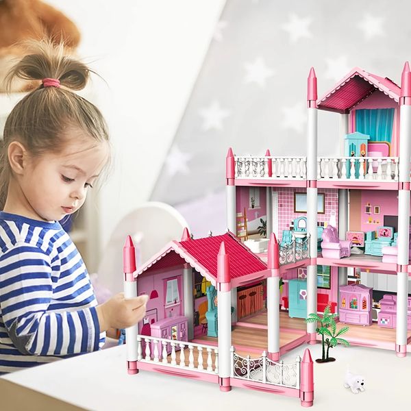 Accesorios para casas de muñecas Juegos de simulación de bricolaje para niños para construir juegos de juguetes ensamblados y muebles Regalos de cumpleaños para niñas 231215