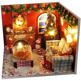 Accesorios para casa de muñecas Regalos de Navidad DIY Casa de muñecas de madera Kit Muñeco de nieve en miniatura Casa de muñecas japonesa ensamblada con muebles Juguetes para amigos 231019