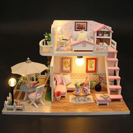 Accessoires de maison de poupée créatif fait à la main bricolage 3D puzzle rose maison de poupée jouets pour enfants filles adolescents adultes 12 cadeaux d'anniversaire 231102