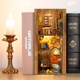 Doll House Accessories CuteBee Diy Book Nook Kit Eternal Bookstore Miniature Dollhouse With Furniture Led For Brithdday Handmade Gift 230424