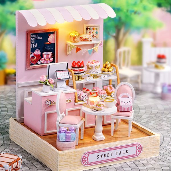 Accessoires de maison de poupée CUTEBEE bricolage maison de poupée Miniature maison de poupée avec cache-poussière meubles jouets pour enfants cadeau d'anniversaire 230905