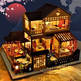 Poppenhuis accessoires CuteBee Diy Dollhouse Super Mini Scale Miniature Dollhouse Japanese Garden Building Kit Toys For Birthday Gifts 230503