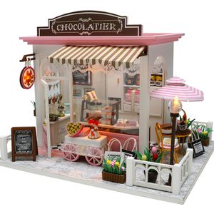 Doll House Accessories CuteBee Diy Dollhouse Miniature Doll House With Furniture Kit Houten House Toys For Children Year Kerstcadeau 230422