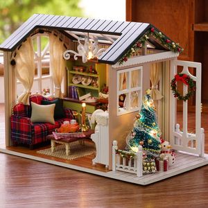 Accessoires de maison de poupée CUTEBEE bricolage maison de poupée en bois Miniature maison de poupée avec meubles jouets pour enfants cadeau de noël 231027