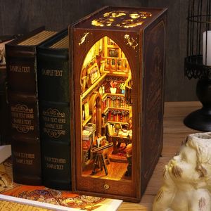 Accessoires voor poppenhuis DIY Boekhoekje Plank Inzet Bouwpakketten Poppenhuis Miniatuur Boekhandel Boekenplank 3D Houten Boekensteun voor volwassen kinderen Geschenken 231018