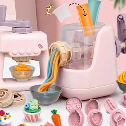 Accessoires de maison de poupée bricolage Machine à pâtes en argile colorée enfants semblant jouer Simulation cuisine modèle de costume de crème glacée pour fille jouets cadeau 231207