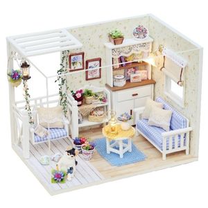 Accessoires voor poppenhuizen Diy poppenhuispakket Diy Housedollhouse Miniatuurmeubels Minihuis Kinderspeelgoed Cadeau Diy poppenhuis Houten speelgoed voor meisjes 230905