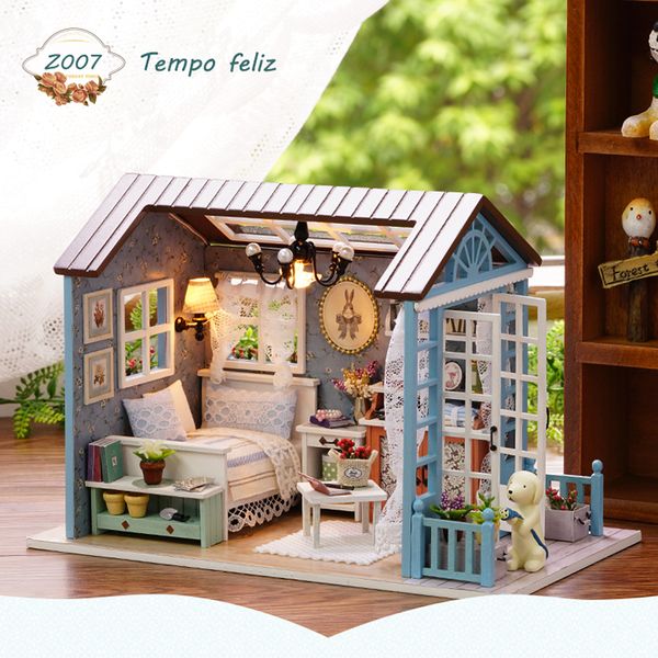 Accessoires de maison de poupée DIY Kit de maison de poupée Maison de poupée miniature 3D avec meubles Roombox Modèle Jouets pour adulte Enfant Anniversaire Cadeau fait à la main Liquidation Vente 230422