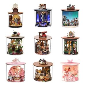 Accessoires pour maison de poupée DIY Mini Casa Maisons de poupée en bois Kit de construction miniature Time Magic Garden Dollhouse avec meubles Jouets pour filles Cadeaux d'anniversaire 230307