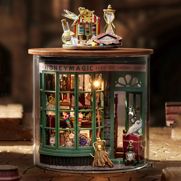 Accessoires de maison de poupée bricolage maison de poupée en bois miniature avec kit de meubles maison magique bouteille de rêve assembler des jouets pour enfants fille cadeau d'anniversaire Casa 230307