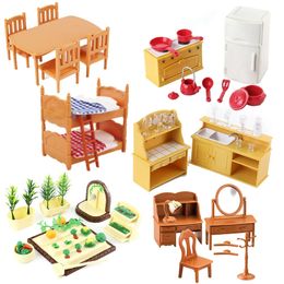 Accessoires pour maison de poupée, meubles de maison de poupée famille d'animaux de la forêt, 112 jouets miniatures, accessoires de poupées pour filles, chambre à coucher, salle de bain, Kit pour poupées 231013