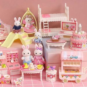 Accessoires de maison de poupée fille poupée lapin chambre cuisine house house mini meubles jouets jouent house childrens toys girl cadeau d'anniversaire q240522
