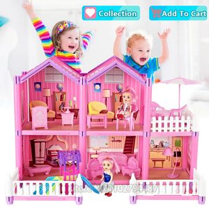 Maison de poupée accessoires maisons pour filles et meubles jouets bricolage articles miniatures Simulationplay Villa ensemble château enfants cadeau 231102