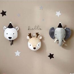 Poppenhuis Accessoires Kinderkamer Knuffels 3D Dierenkoppen Decoratie Olifant Herten Eenhoorn Muur Opknoping Decor Voor Baby Meisjes kinderkamer 230719